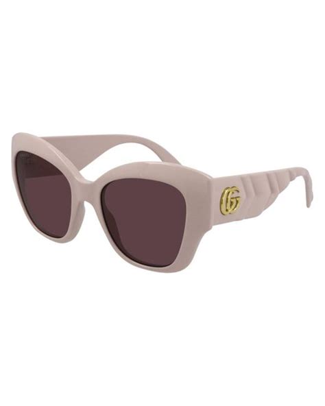 Gucci Women's Matelasse Rounded Cat Eye Sunglasses, Shiny 